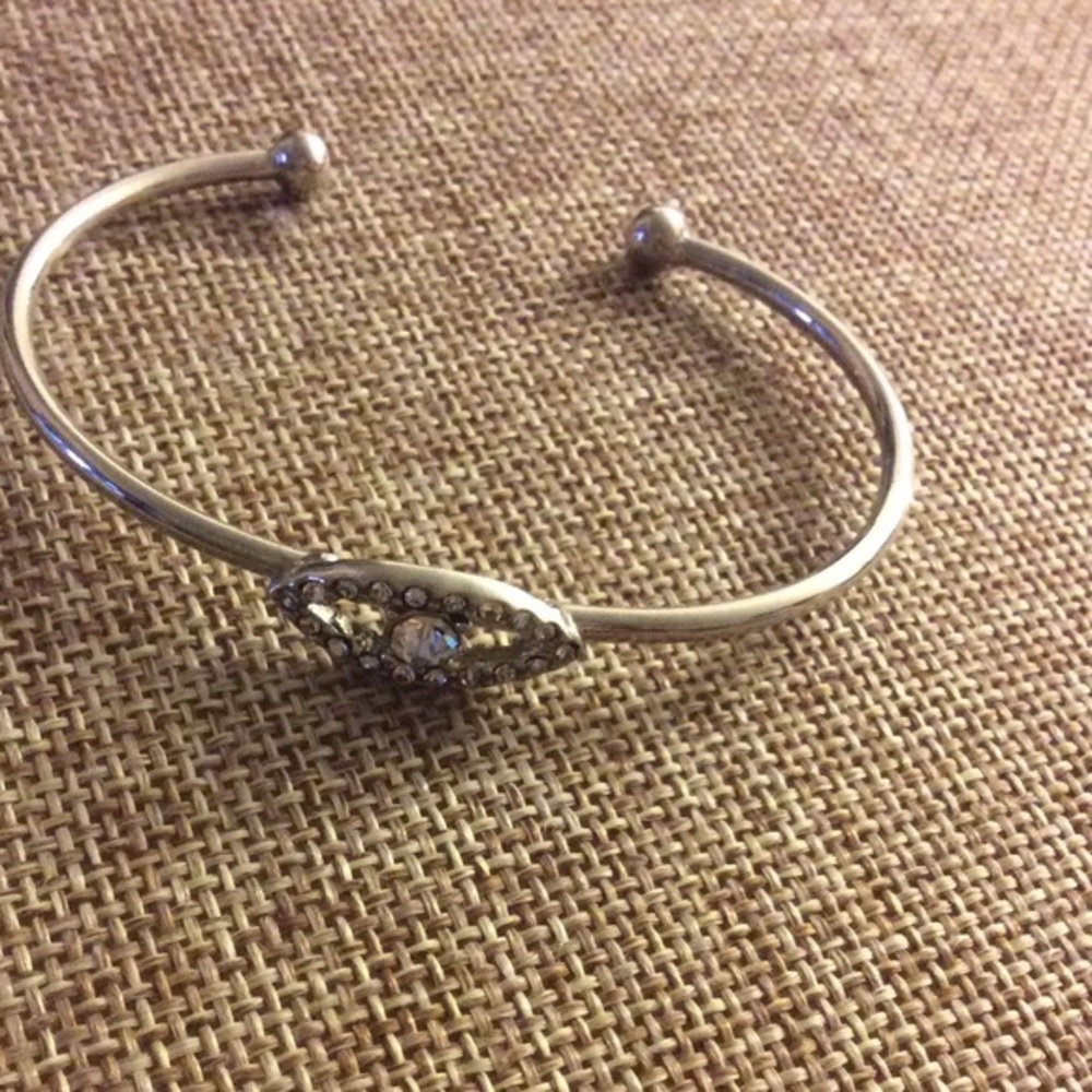 NWT Silvertone Cuff Crystal Eye Bracelet OSFM